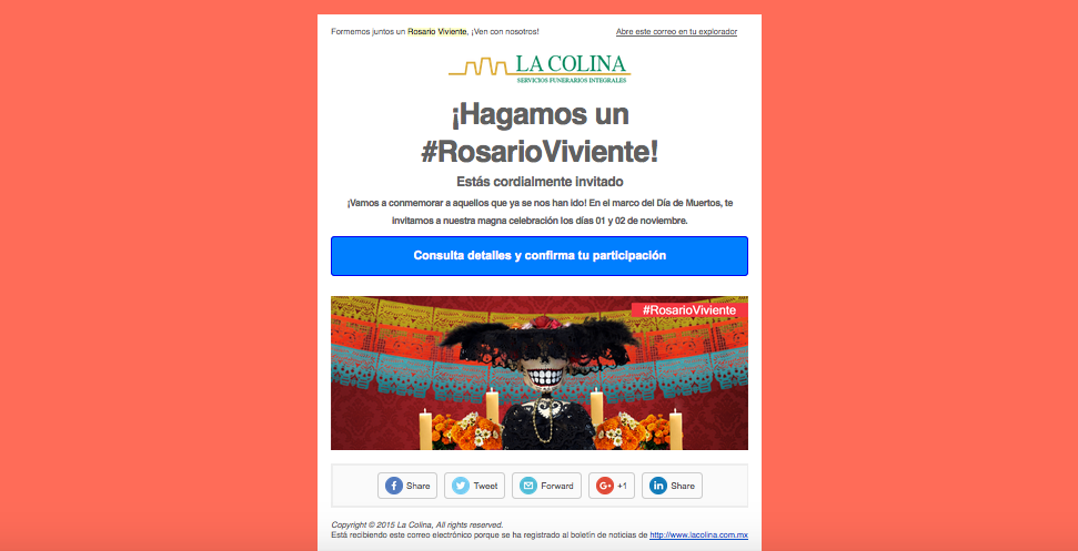 Ejemplo de newsletters en días festivos en México. Realizado por agencia Dialogamia.